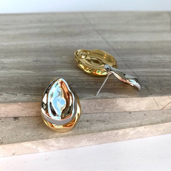 NEW~ Anthropologie The Petra Mixed Flat Post Earrings - Picture 2 of 9